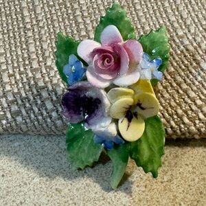Vintage 1970’s  Royal Adderley Floral Hand-Painted Porcelain brooch